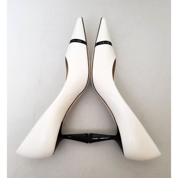 Jimmy Choo Rene Pointed Toe Pumps Cream Leather Size 40 - Picture 3 of 5